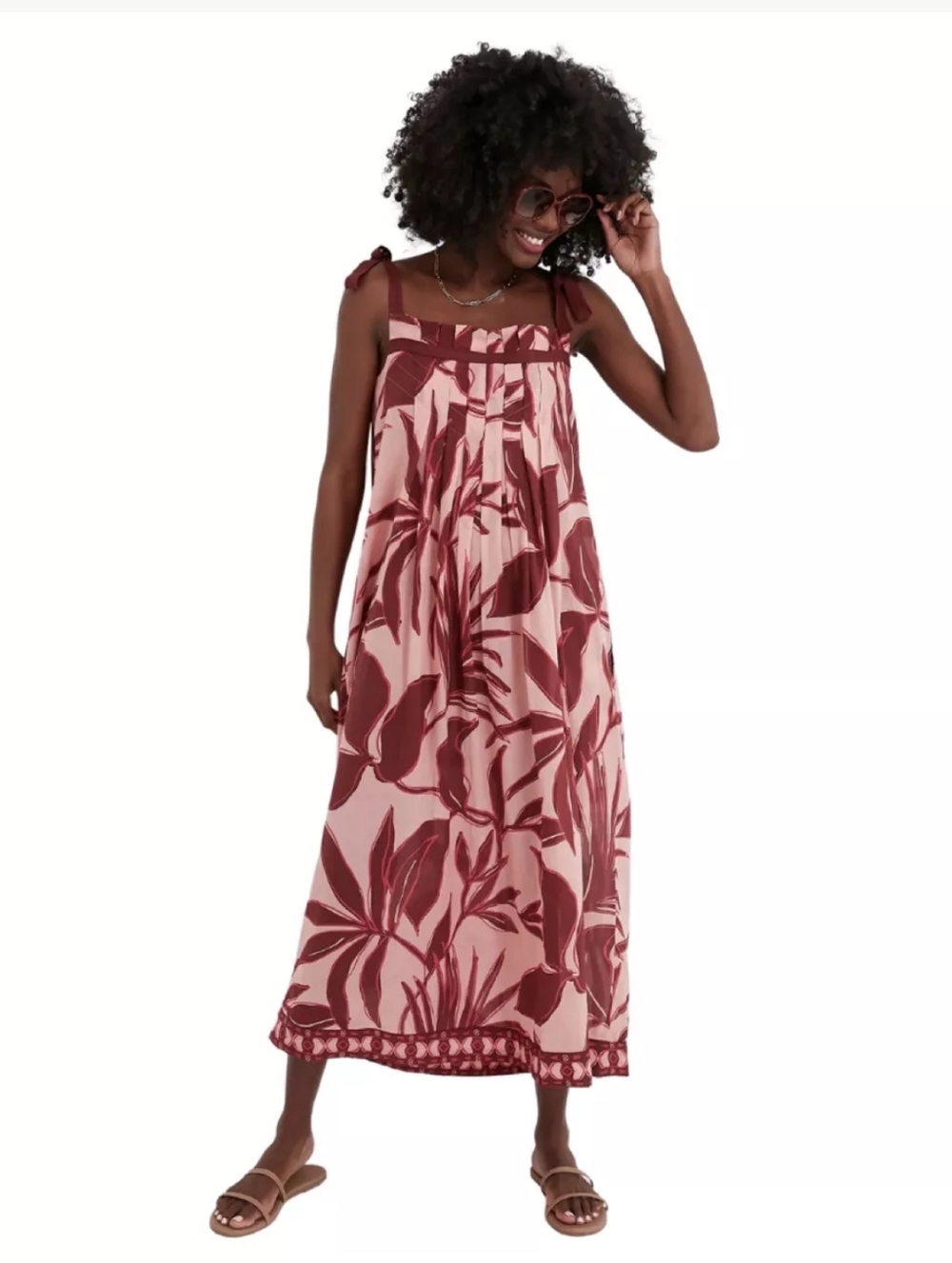 Tuckernuck Meredith Hudkins Pink & Burgundy Tropical Maxi Dress Size XS